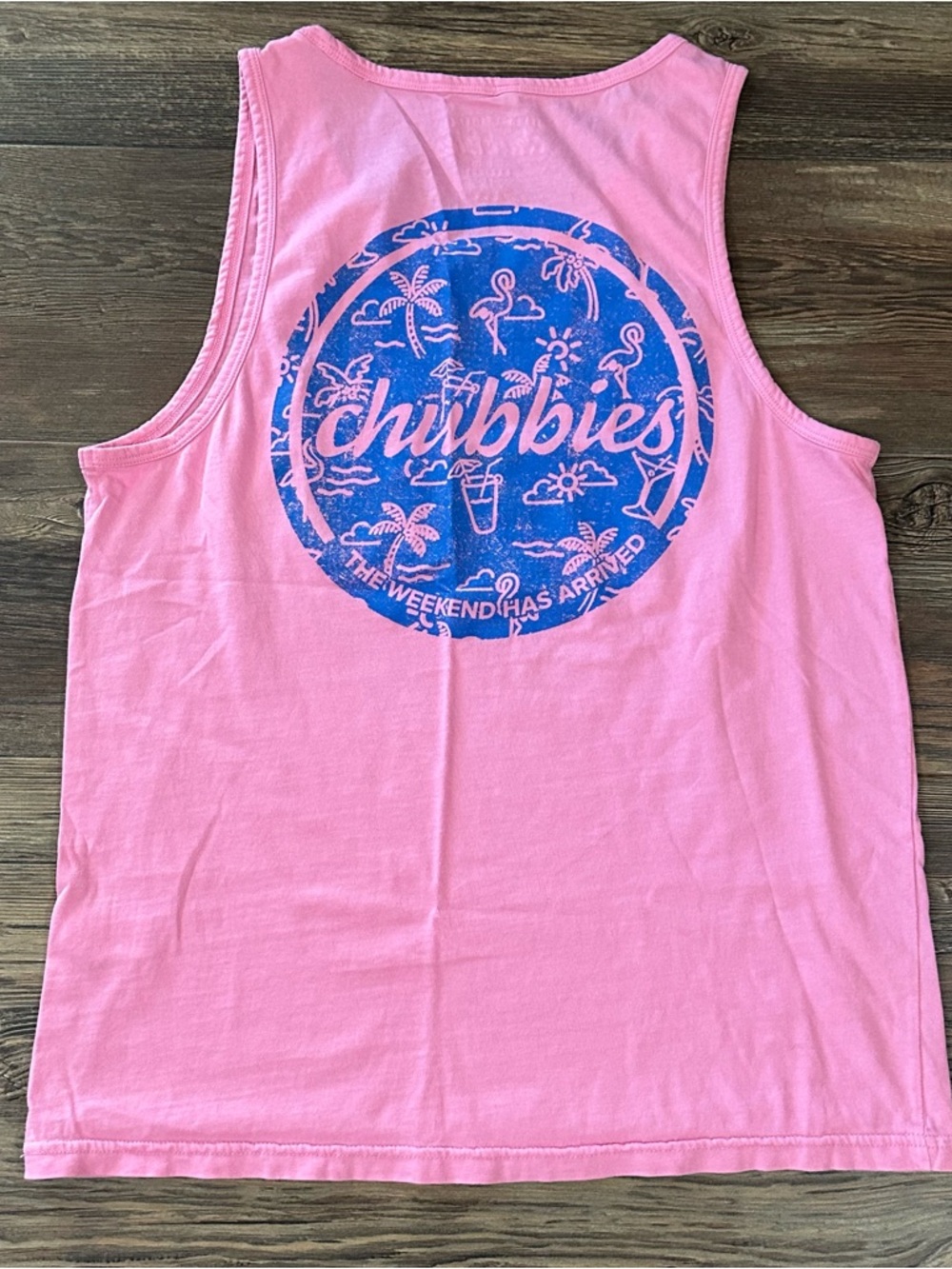 Chubbies pink tank top men’s M The weekend has arrived shirt